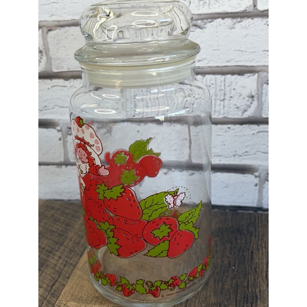 Strawberry Shortcake Glass Canister Jar & Lid 8.5” 1980 Vintage Mint - Picture 3 of 11